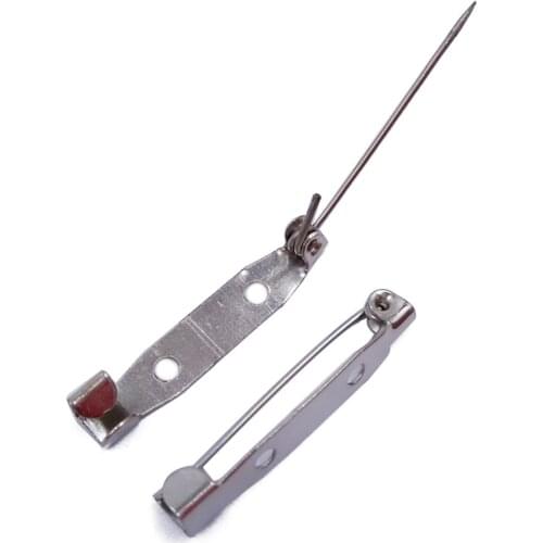 Rhodium Plated 2 Hole 25mm 1000pcs Brooch Base Back Bar Badge Safety Pins Brooch Pins Jewelry Findings Accessories BSP09