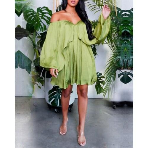 Oversize Women Off Shoulder Ruched Loose Backlesss Chifffon Dress