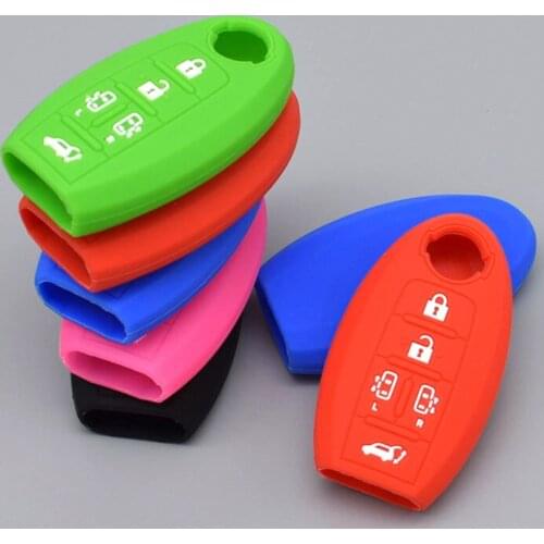 Silicone rubber Car Key Cover case set for Nissan Quest Elgrand Nv200 Evalia Serena MPV 5 Buttons Smart Remote protect
