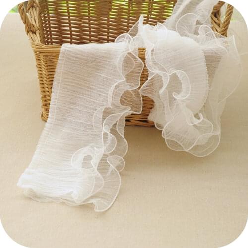Three-Layer Ruffles Mesh Pleated Lace Ribbon DIY Apparel Sewing & Fabric Tutu Skirt Wedding Dress Doll Clothes Decoration Lace
