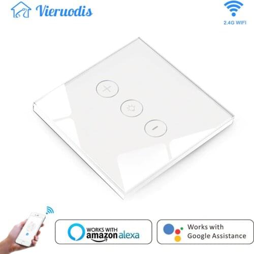 Wifi Smart Wall Touch Light Dimmer Switch 400W 1 Gang EU/UK Standard APP Remote Control Works with Amazon Alexa and Google Home