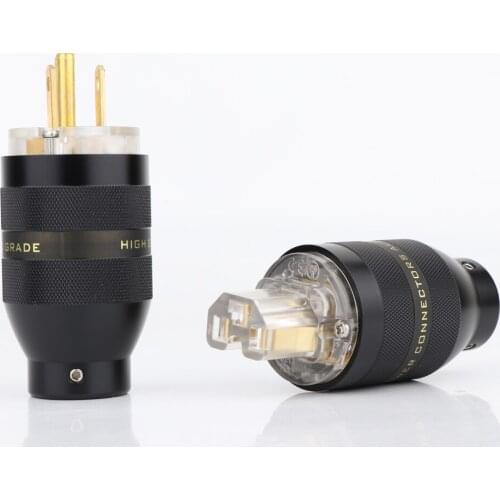 Yter Pair Hi End Audio Gold Plated US Power Plug Connector+IEC Female Plug