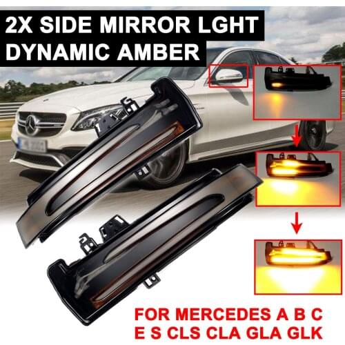 Rearview Mirror Signal Lamp For Mercedes Benz A B S C E GLA GLK Highlight LED Car Dynamic Flowing Turn Light Yellow