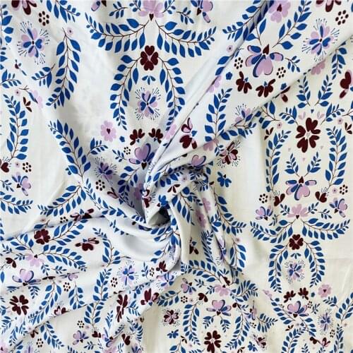 1 meter X 1.35 meter Natural Silk Cotton Fabric Retro Floral Quality