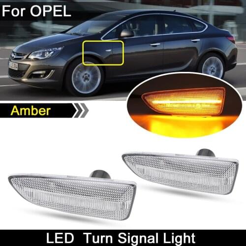 1 Pair For Opel Astra-J Astra-K Zafira Crossland Insignia Clear Lens LED Side Marker Light Amber Turn Signal Lamp