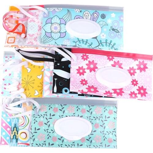 1PC Eco-Friendly Baby Wipes Box Wet Wipe Box Cleaning Wipes Carrying Bag Clamshell Snap Strap Wipe Container Case