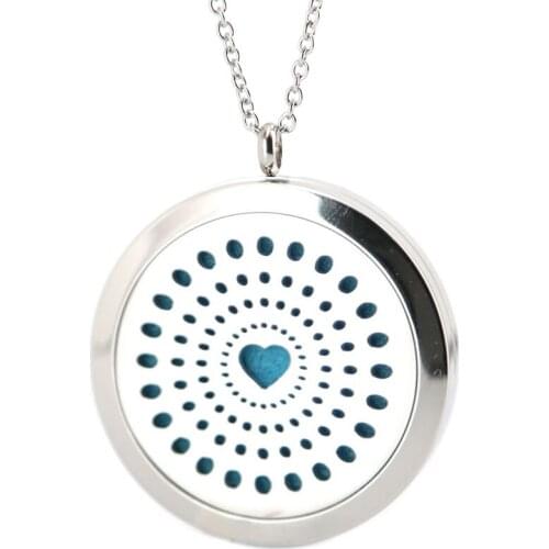 10pcs 30mm plain Heart Boom Aromatherapy Essential Oil surgical Stainless Steel Perfume Diffuser Locket Necklace with chain