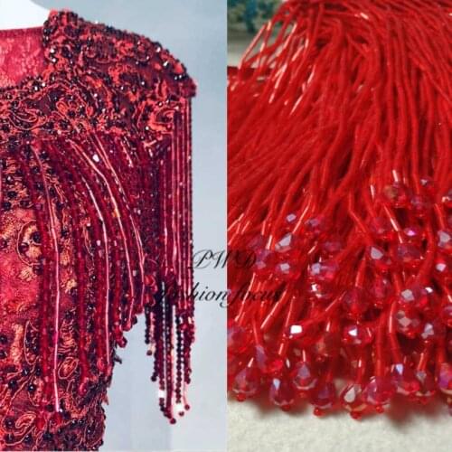 15cm Red beaded Fringe Trim Lace Tape Ribbon Trim Fringe Tassel Tape Lace for Curtain Clothing Decoration