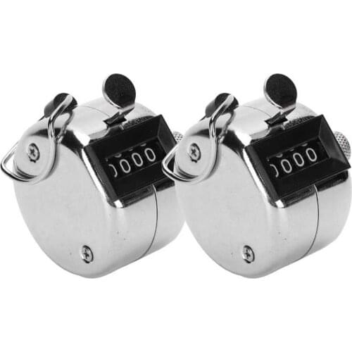 2Pcs Hand Tally Manual Knob Counter Stainless Steel 0-9999 for Workshop Inventory 4 digit Metal Manual Counter