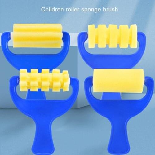 4Pcs/Set Kids Painted Sponge Light Weight Colorful Plastic Kids Craft Sponge Painting Brush for School