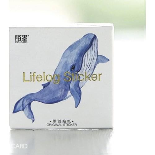 Blue Whale Series Sticky Stickers Color Paper Decoracion Scrapbooking Office Stationery School Supplies Sticker Flakes 45PCS