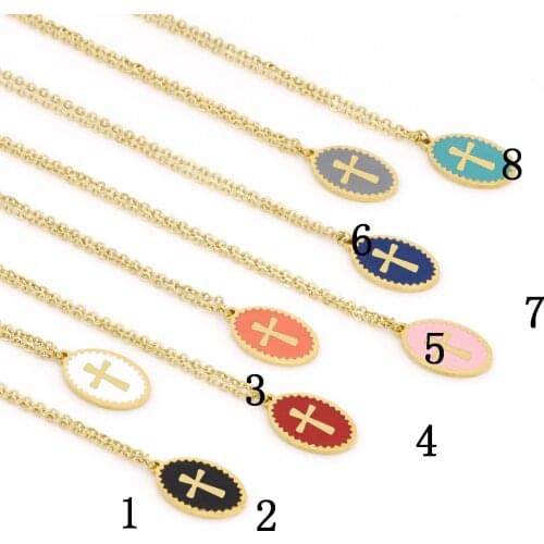 5 pcs/lot multiple colors drop-shaped paved charm cross star heart pendant choker gold chain necklace woman girl birthday gift
