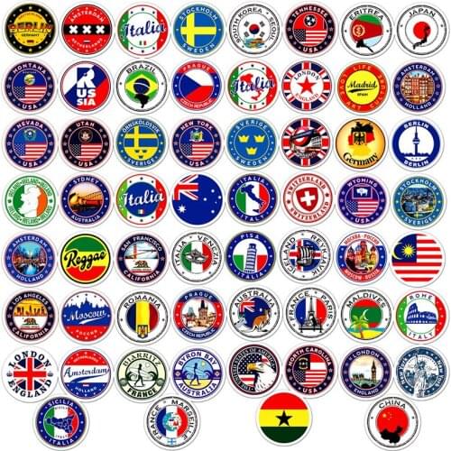 60Pcs National Flags Stickers DIY Scrapbooking Suitcase Envelope Sealing Sticker