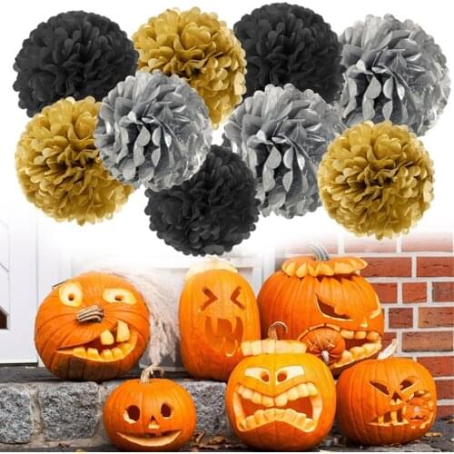 9pcs 20/ 25/33cm Tissue Paper Pom Poms Flower Balls Wedding Party Tissue Paper pompoms Wedding Party Decoration Craft Flower