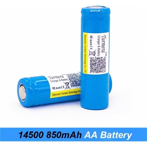 Turmera battery 14500 850mah 3.7V AA rechargeable 14500 battery for charger 14500 flishlight Turmera battery j20