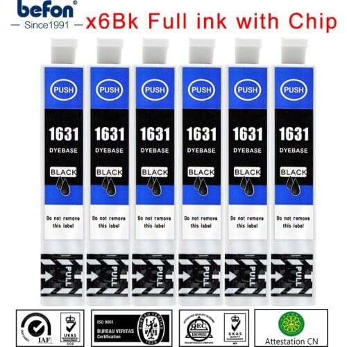Befon x6 Black 16XL Ink Cartridge Replacement for Epson T1631 T 1631 16 XL for WF-2010W 2510WF 2520NF 2530WF 2540WF Printer