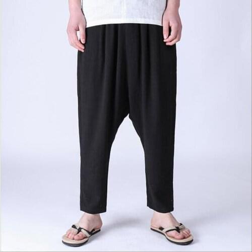 Harem Pants New Summer Autumn 2020 Cotton Linen Casual Loose Trousers Plus Size M-6XL Harem Pants Man Oversized Pleated Pants