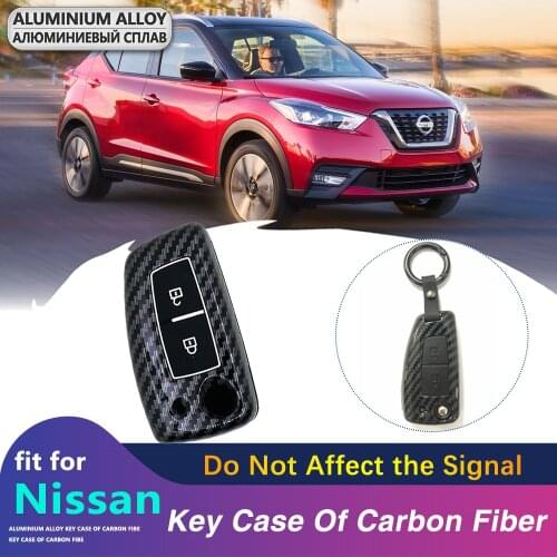 ABS Carbon Fiber Pattens Car Key Case Cover For Nissan X-Trail Qashqai Tiida Kicks Micra Pulsar Button Start Foldable 2 Buttons