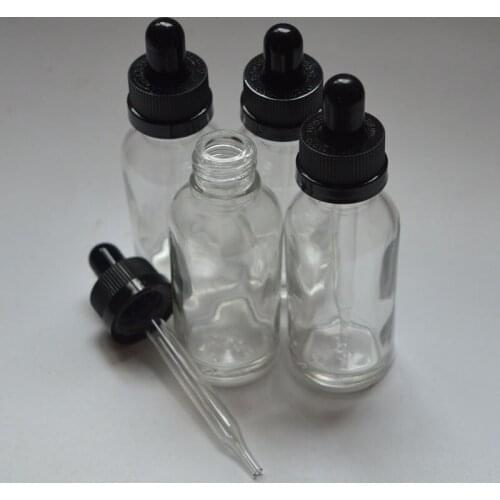 Clear 30ML Glass Bottle For E Liquid With Childproof Cap And Glass Droppers 1 Oz Vial Free Shipping