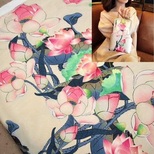 FYS8 1meter Lotus Gambiered Guangdong Gauze High Quality Qipao Cheongsam Fabric Silk Scarf Fabric Han Chinese Clothing Fabric