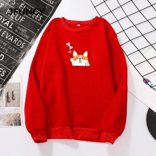 JFUNCY Oversized Autumn Sweatshirt Women Pullover Hoodies Kawaii Dog Print Woman Loose Clothes Long Sleeve Casual Female Tops