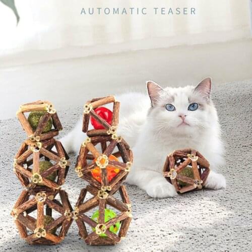 Catnip Ball Cat Toys Interactive Toy For Kitten Silvervine Polygonum Cleaning Cats Teeth Healthy Catnip Bell Ball Pet Supplies