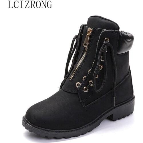 LCIZRONG Warm Woman Boots 2019 New Luxury Shoes Women Designers Short Boots Vintage Personality Zip Lace Up Autumn Winter Boots