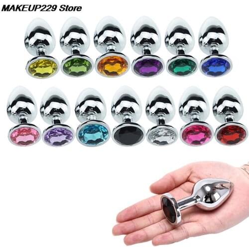 HOT! 1Pcs Metal Crystal Anal Plug Stainless Steel Booty Beads Jewelled Anal Butt Plug Sex Toys Products For Men Couples