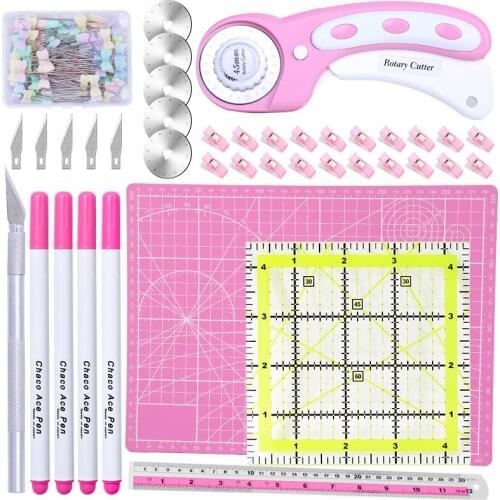 LMDZ Rotary Cutter Tools Set With Cutting Mat Blades Patchwork Ruler Carving knife Quilting Leather Sewing Kit Positioning pin