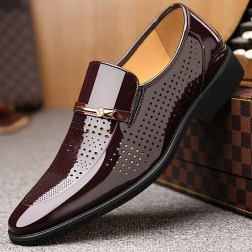 QWEDF Fashion Breathable Man Casual Shoes Loafers Quality Leather Shoes Summer Flats Moccasins Sneakers Breathing Holes D8-59