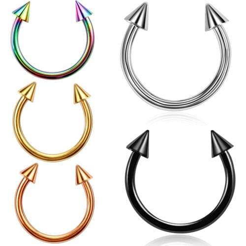 10Pcs/lot Fashion Horseshoe Ring Fake Nose Ring C Clip BCR Septum Lip Piercing Falso Nose Rings Hoop For Women Men Body Jewelry
