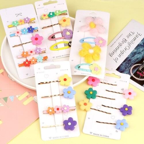 Fashion Children Cute Cartoon Handmade Knitting Woolen Flower Hairpins Korean Hair Clips & Pins Girl Kid kawaii Lovely Barrettes