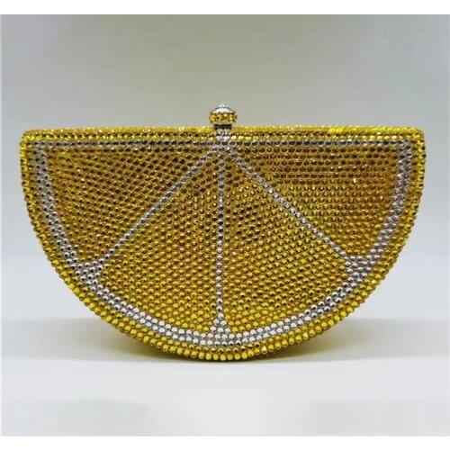 Fashion Crystal Evening Bags Orange Fruit watermelon Clutch Bags Luxury Diamond Party Handbags Wedding Purse