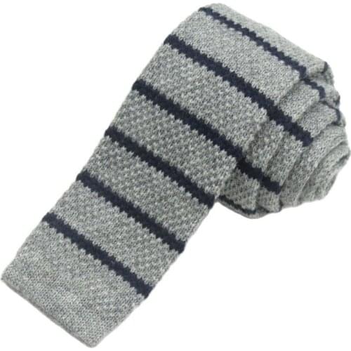 New MENS Flat wool necktie/light grey and black Horizontal stripes pattern/Han edition boy style Boutique narrow tie