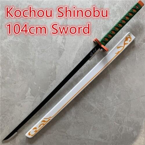 Anime Sword Demon Slayer Sword Weapon 104cm Kochou Shinobu White Sword Cosplay 1:1 Ninja Knife PU Prop Kimetsu no Yaiba