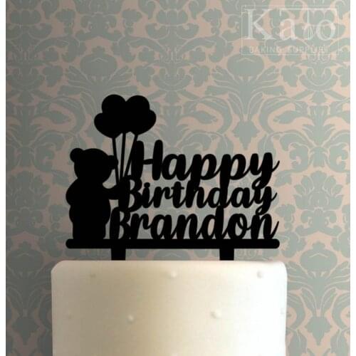 Custom Teddy Happy Birthday ----Cake Topper