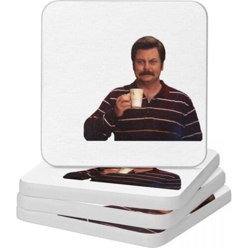 Ron Swanson Diatomite Square Round Coaster Anti-Scald Cup Bonsai Mat Soap Toothbrush Pad Diameter 10cm
