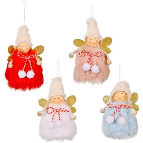 Christmas Pendant Angel Plush Doll Christmas Tree Ornament Xmas Decorations for Home Decor New Year 2021 Children Gift