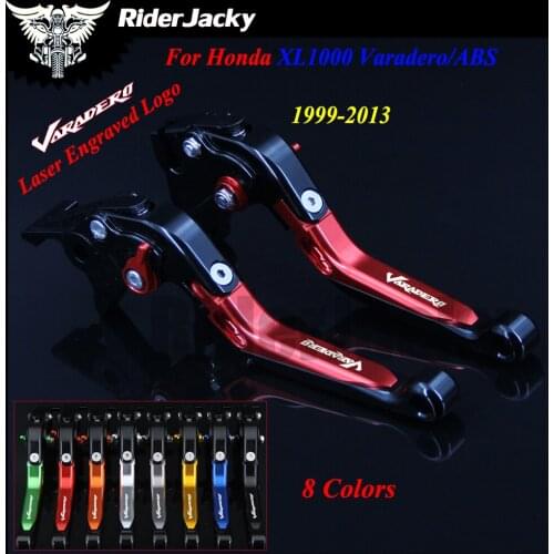 With Logo Red+Titanium Motorcycle Adjustable CNC Brake Clutch Lever For Honda XL1000 Varadero/ABS 1999-2013 2009 2010 2011 2012