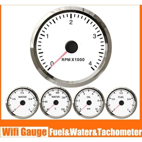 52mm Car WiFi Tachometer Water Level Gauge Oil Pressure Meter fuel level Gauge Water Temp Gauge fit Diesel&Gasoline For Boat Car