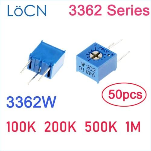 3362W 100K 200K 500K 1M Trim Pot Trimmer Potentiometer 3362 3362W-1-104 3362W-1-204 3362W-1-504 Trimming precise Variable 50PCS