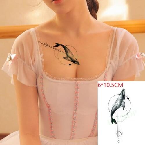 Waterproof Temporary Tattoo Sticker Jumping Whale Circle Sexy Body Art Flash Tattoo Fake Tattoo for Women Men