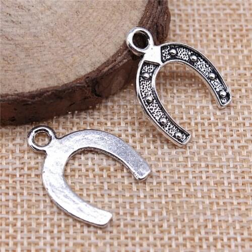 WYSIWYG 20pcs Charms Lucky Horseshoe Good Luck Talisman 24x18mm Tibetan Silver Color Pendant Antique Jewelry Making DIY Craft