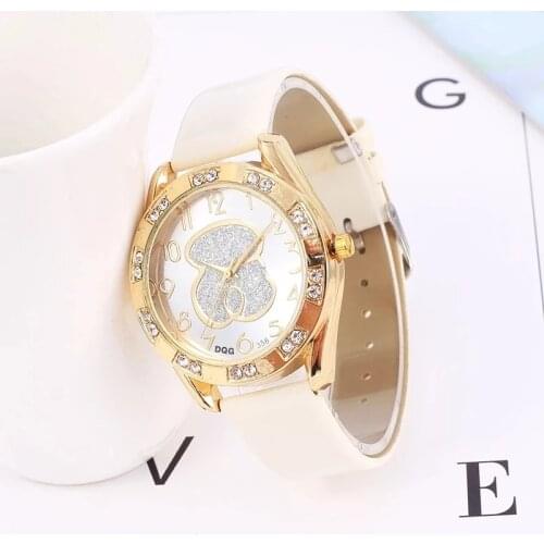 Reloj Mujer 2021 New Luxury Brand Bear Women Watches Ladies Fashion Casual Leather Belt Rhinestone Quartz Wristwatch Relogio