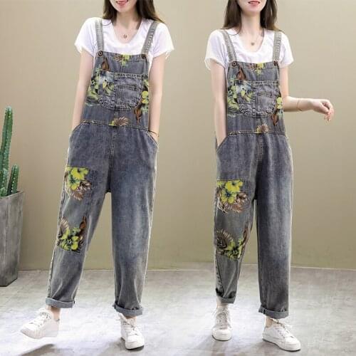 New Womens Rompers Baggy Denim Jeans Full Length Ladies' High Waist Jeans Jumpsuits