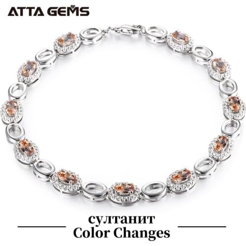 Diaspore Sterling Silver Women Bracelet For Party Birthday Gifts Color Change Stone Fine Jewelry Top Quality Created Zultanite