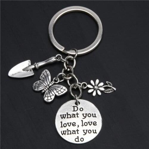 1pc Flower Butterfly Charms Keychains Shovel Gardener Key Chain Gift For Florist Nature Jewelry Handmade Diy E2043