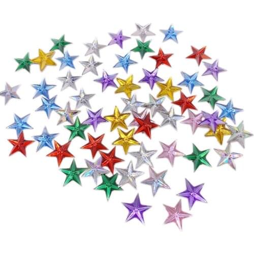 100 Pcs 1.3CM Acrylic Pentagram Flat Back Figurine DIY Wedding Scrapbook Home Decor Craft Headwear Material