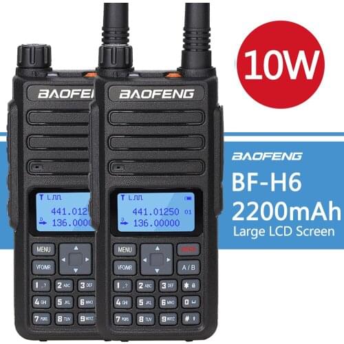 2pcs Baofeng BF-H6 Walkie-Talkie 10W High Power Ham Radios Dual band UHF VHF Radios Transmitter Baofeng Two Way Radio