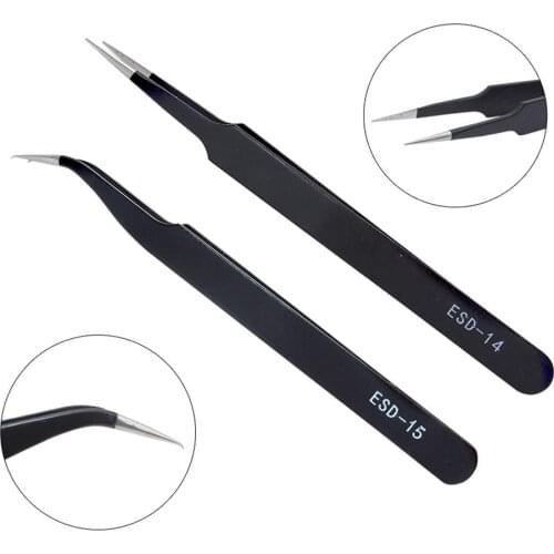 2Pcs Stainless Steel Straight Curved Eyelash Tweezers Clip Nail Art Makeup Tool